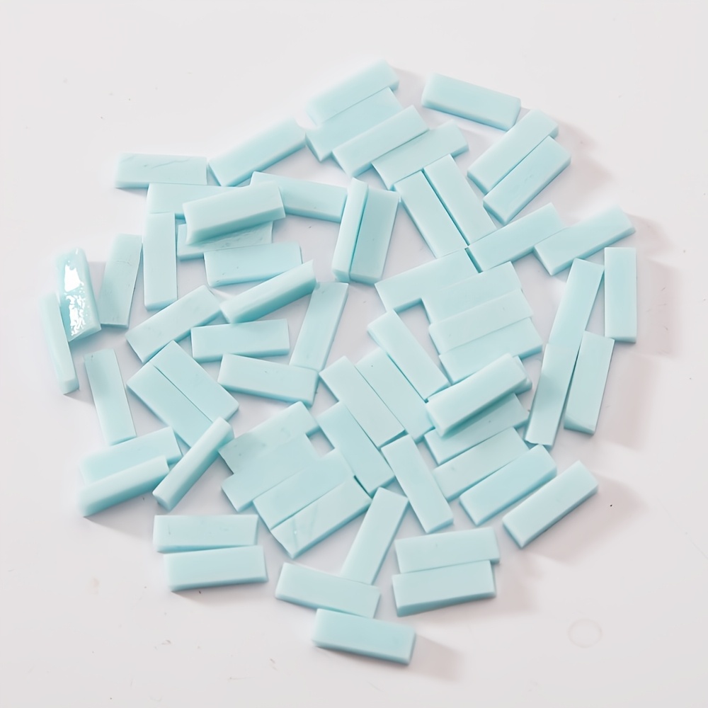 TEMU 51 pièces de mosaïques en verre bleu multicolore en longues bandes irrégulières adaptées pour l'artisanat DIY, feuilles de verre brisé pour