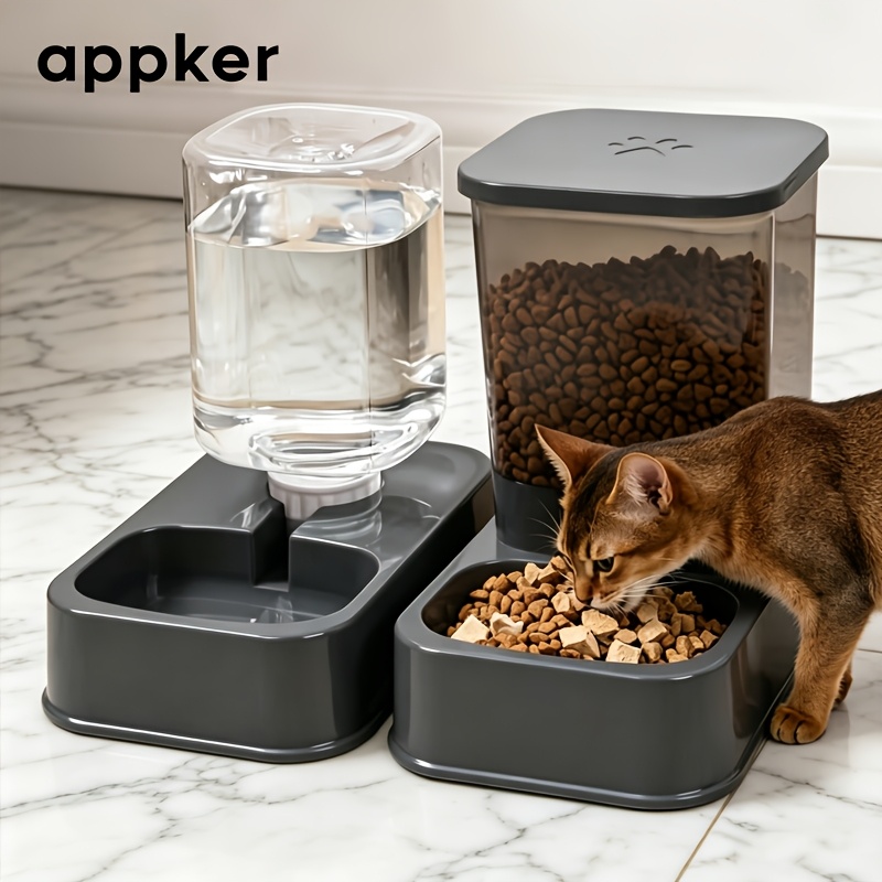 Appker 1pc/2pcs Automatic Cat And Dog Feeder With - Pet Food Bowl And Set - Control For Cats And Dogs, Without Battery