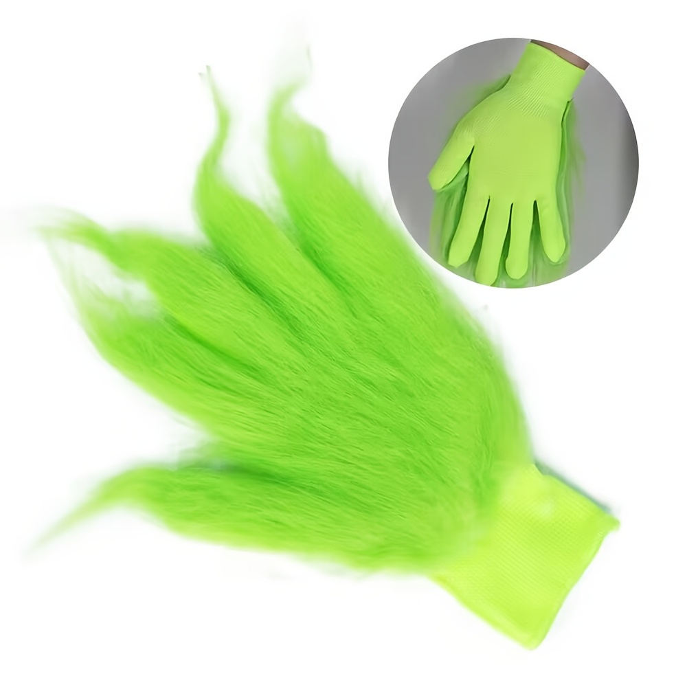 

1 Pair Funky Anime-themed Nylon Green Plush Gloves, Christmas Party Costume Props, Costume Party Accessory| Gloves|wearable Costume Prop, Costume Accessories