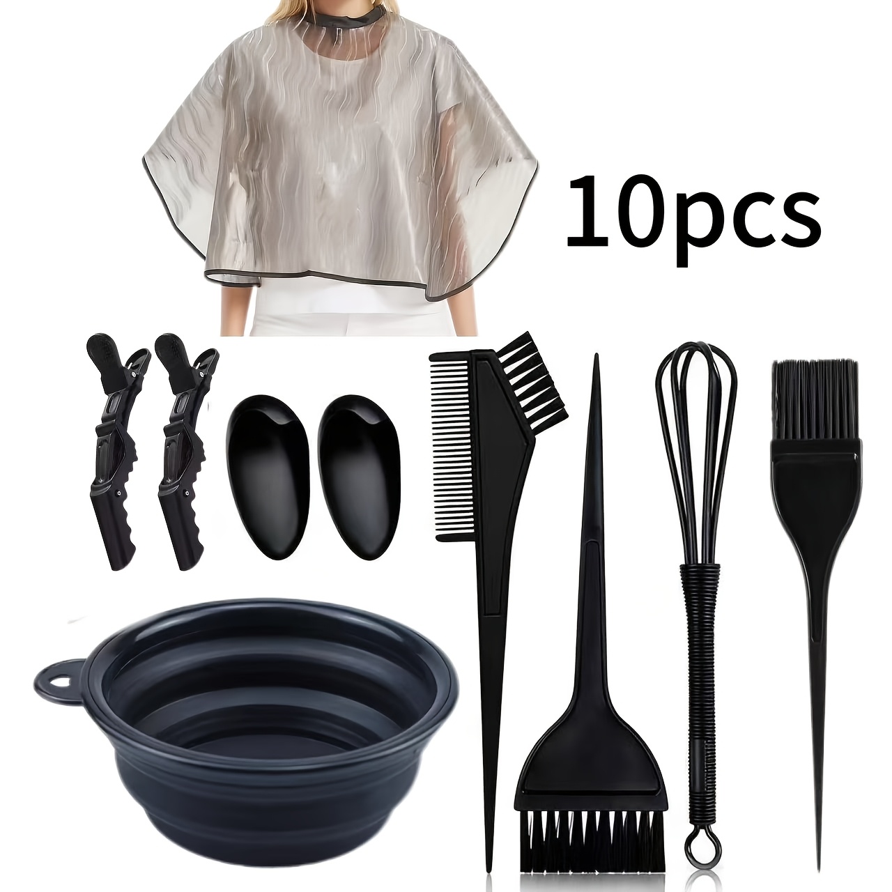 TEMU 10pcs Hair Dye Tool Set - Reusable, Professional Coloring, Beginner-friendly And Easy To Clean, Salon-level Hair Coloring At Home