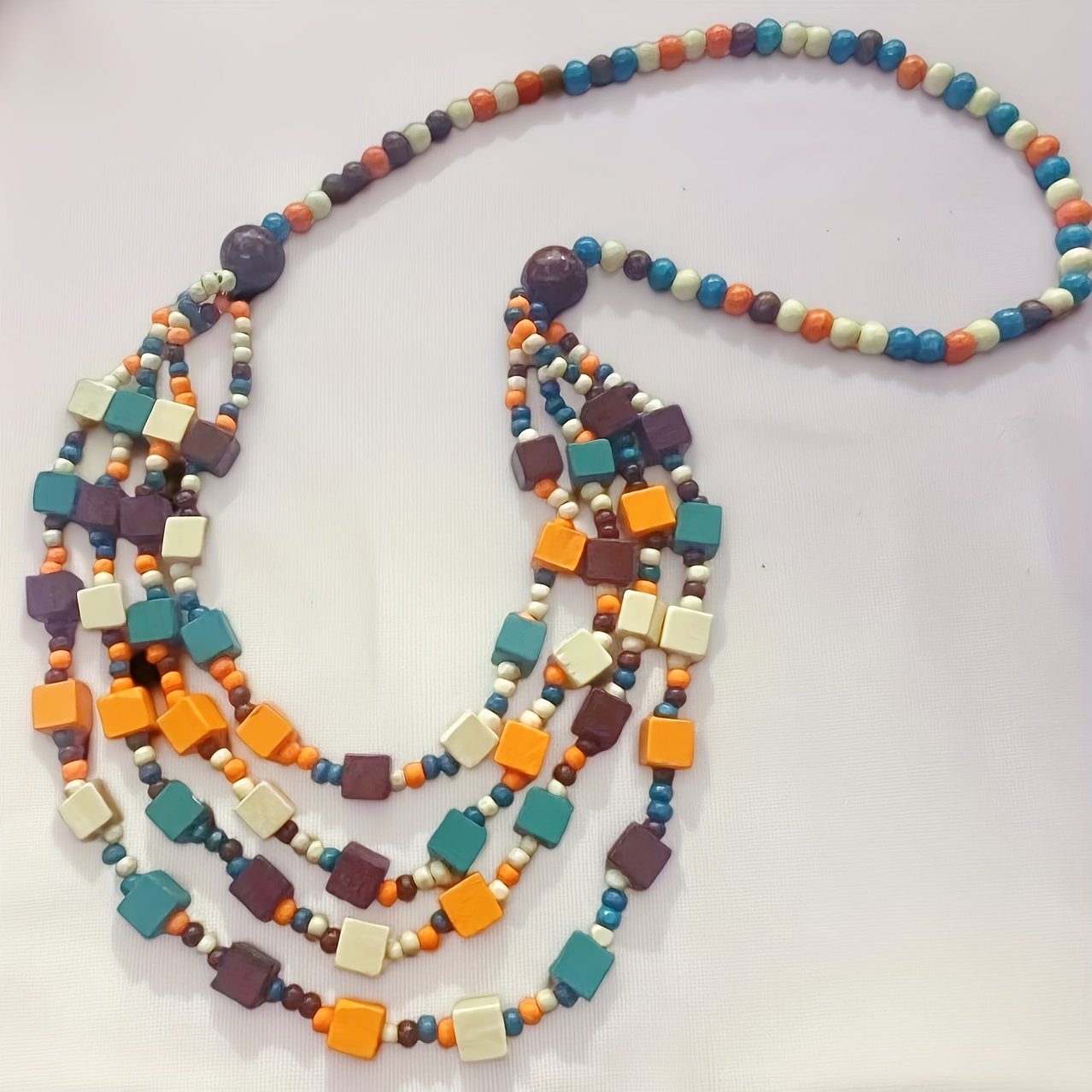Boho Wooden Bead Necklace for Women