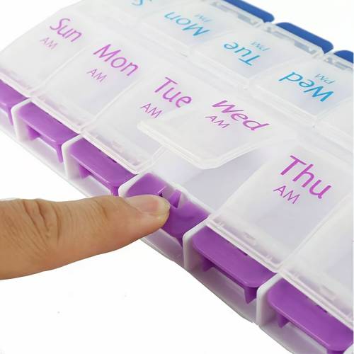 14 compartment travel pill organizer portable dust proof pill storage box