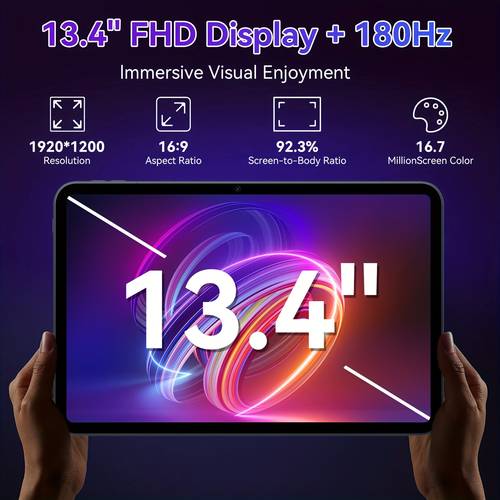 t60 pro new 2025 tablet 13 4 inch hd large screen 1920 ips display core cpu 24 8 16 gb 256 2tb expand 16mp 8mp dual cameras 10000mah long support l1 ai