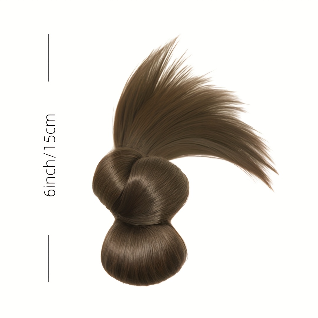 1pc womens synthetic half tie double hair bun low claw   wrap around hairtail messy fluffy extension with brown blonde red versatile styling for all   no maintenance required ponytail for women Product details 1