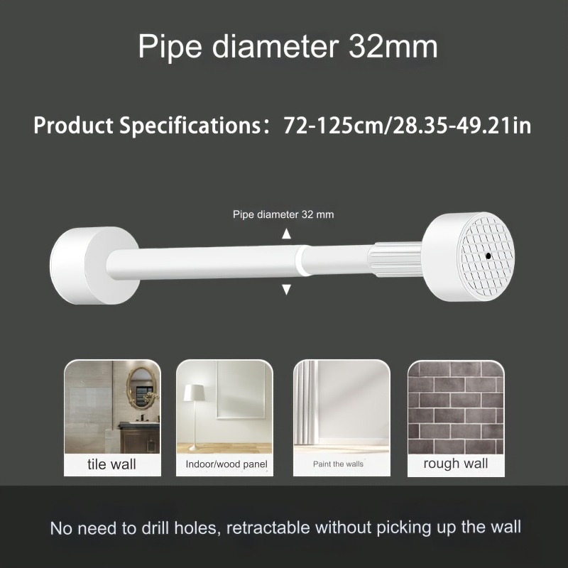 Stainless Steel Telescopic Rod Pipe Diameter Bathroom Shower - Temu