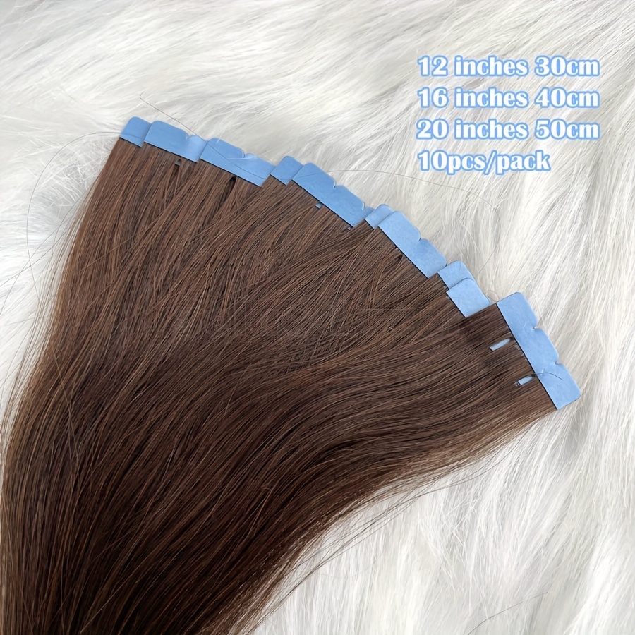   human hair   tape in extensions 12 20 inches straight seamless hair for   women   light brown easy application   hair additions versatile styling options sleek   details 3