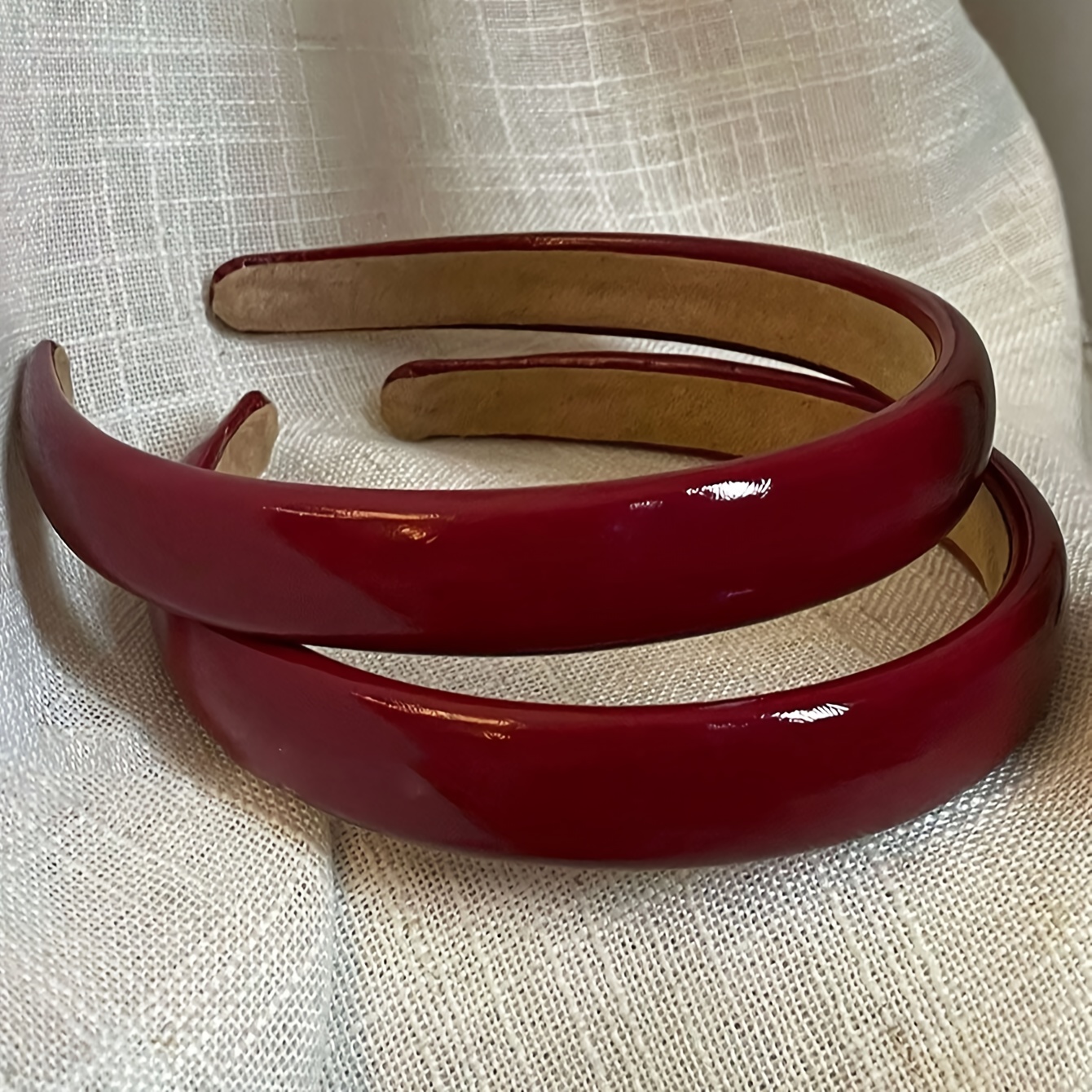 TEMU 2pcs Enormous White Lacquered Headband Face Washing Anti-slip Gentle Girly Headband Niche Accessory