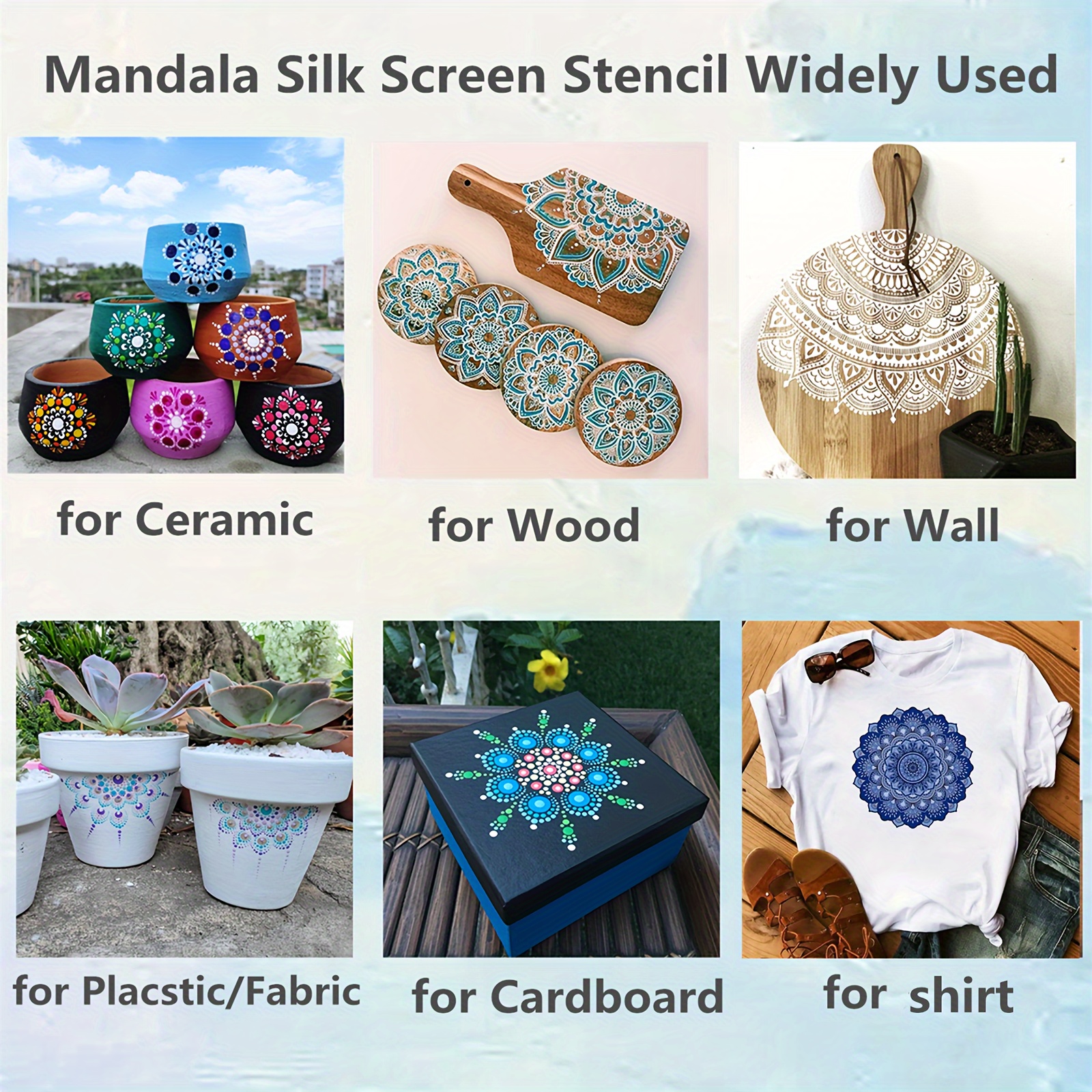 Mandala Reusable Adhesive Stencils Silk Screen Printing Temu Canada