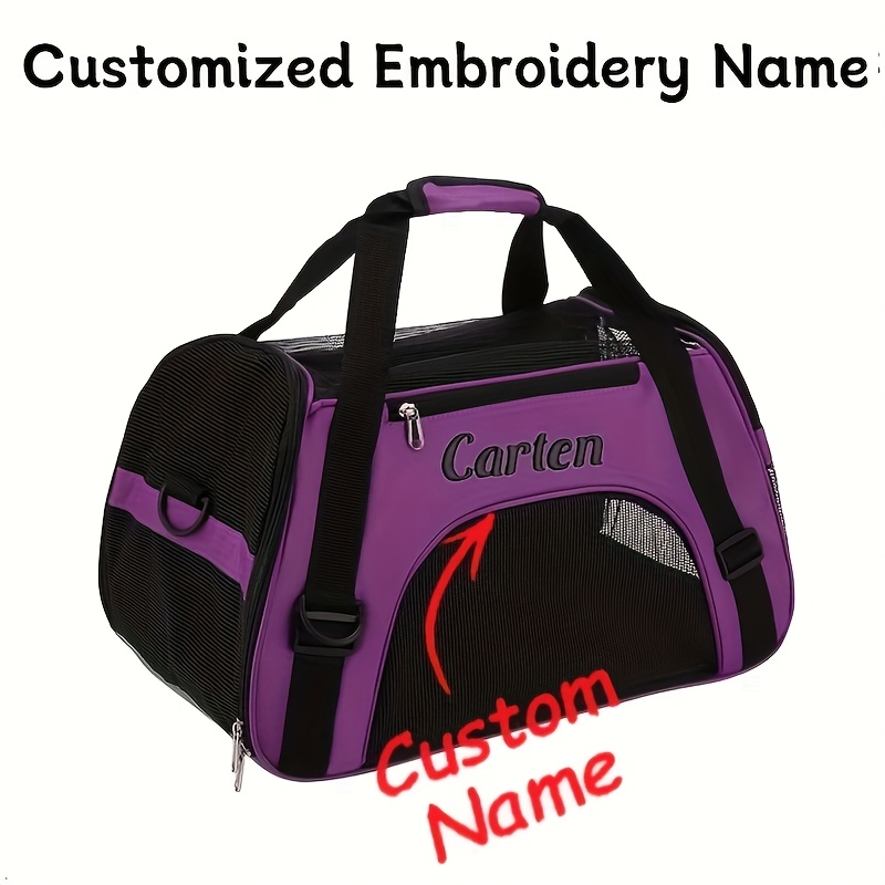 TEMU Personalized Backpack - Custom Name/logo Embellished With Your Pet's Photo/name, Zippered Front/back Access, Ventilated Mesh & Spacious Interior