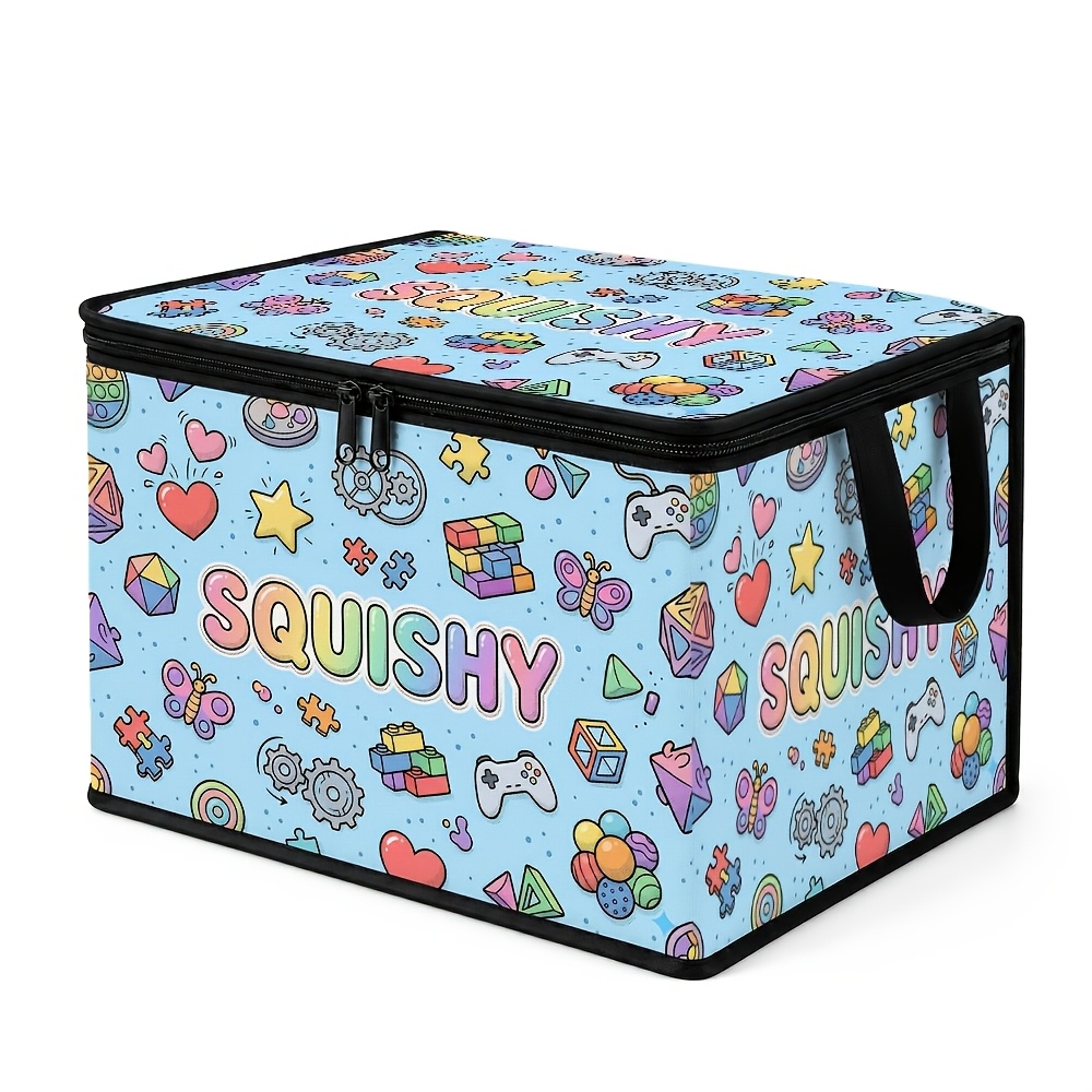 TEMU 1pc Wow! Boîte de rangement décorative "" sous le lit - Et poignée, Bleu avec poignée Boîte/corbeille de rangement, Boîte de rangement pliable
