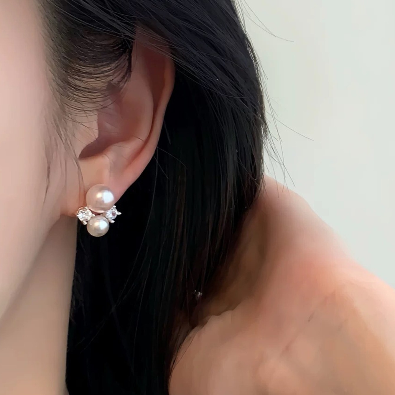 Sweet Pink Faux Pearl Stud Earrings for Women