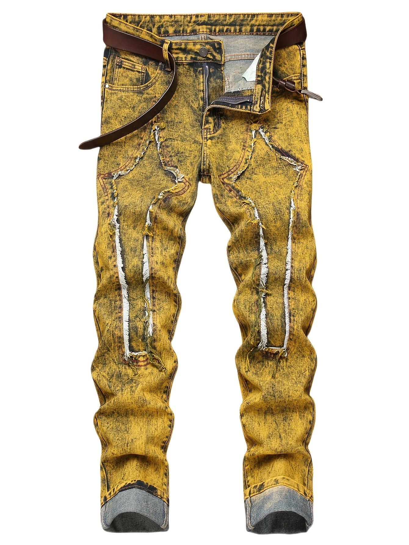 yellow jeans sold on Temu United States