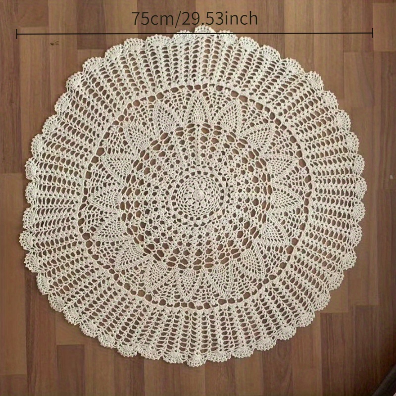Image of Handmade Crocheted Circular Tablecloth, Elegant Vintage Floral Round Table Mat, 29.53 Inches, Lace, Suitable For Restaurant Decoration, Home Decor Or Gifts, Universal Holiday Decoration