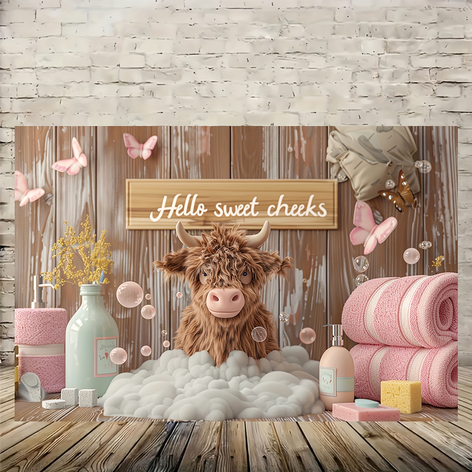 

Hello Sweet Cheeks Highland Cow Wooden Framed Canvas Painting Wall Art Prints For Home Decoration, Living Room & Bedroom, Festival Party Decor, Gifts, Ready To Hang