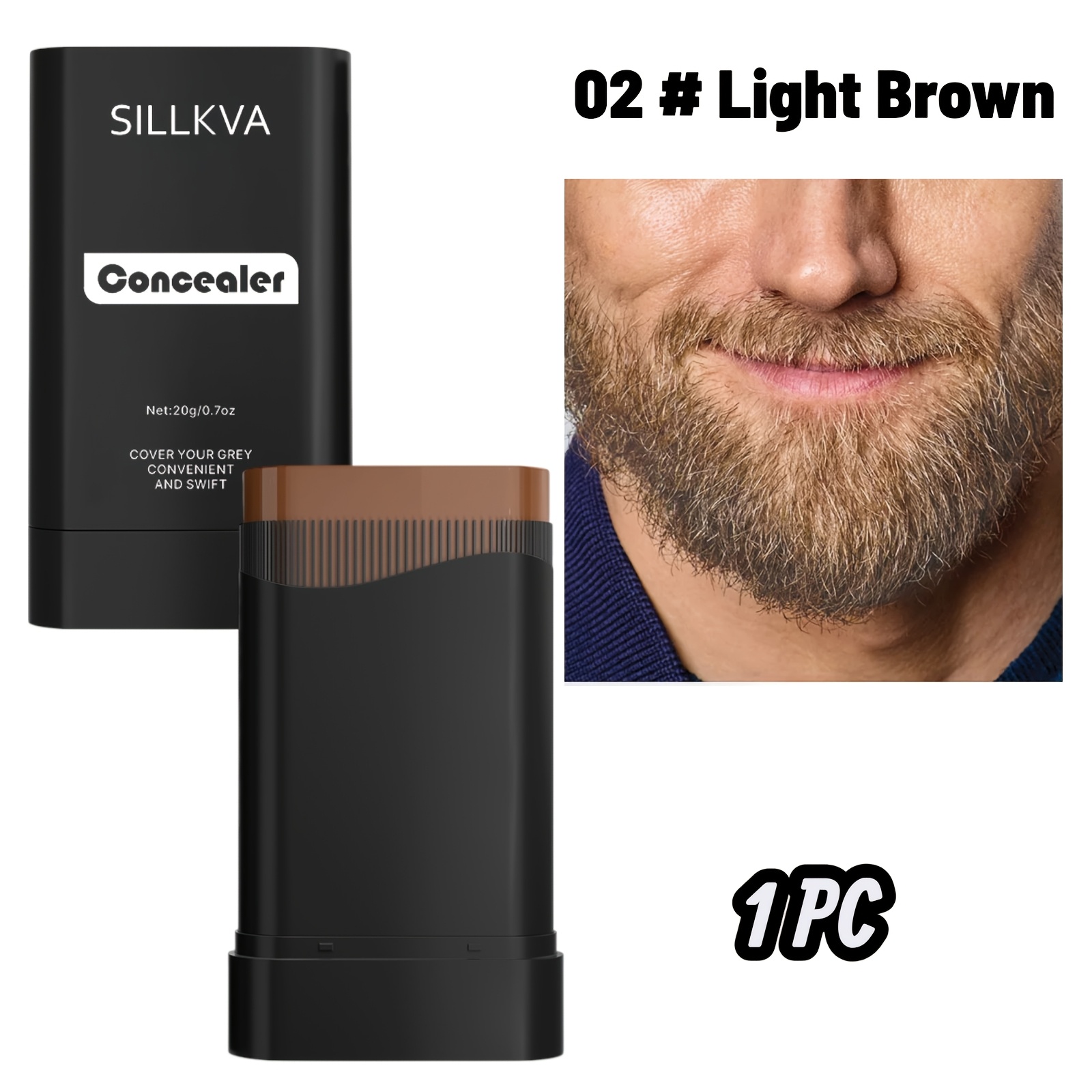 TEMU Men's Beard Shaping & Filling Stick With Brush - Waterproof Formula For Facial Hair Styling, Delivers Look, Works For -up, Professional