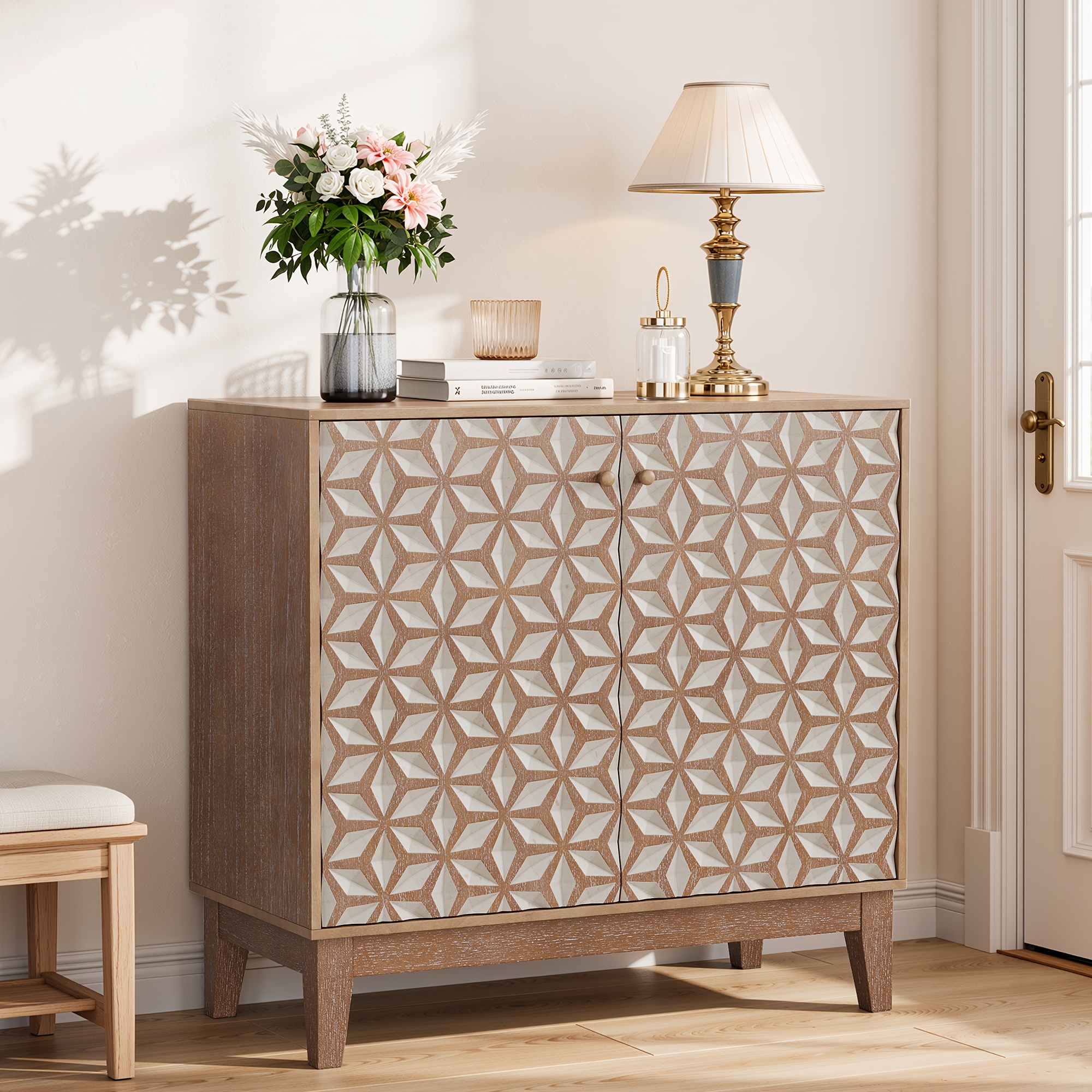 Geometric Freestanding Sideboard Cabinet