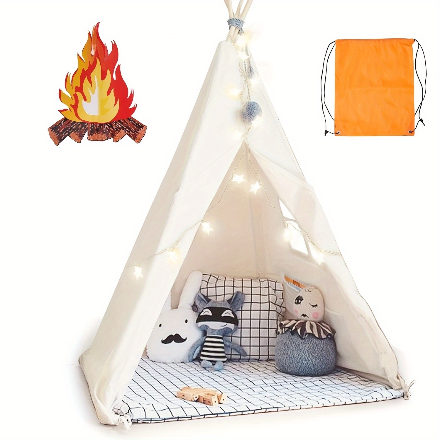 teepee tent kids foldable fairy lights Temu