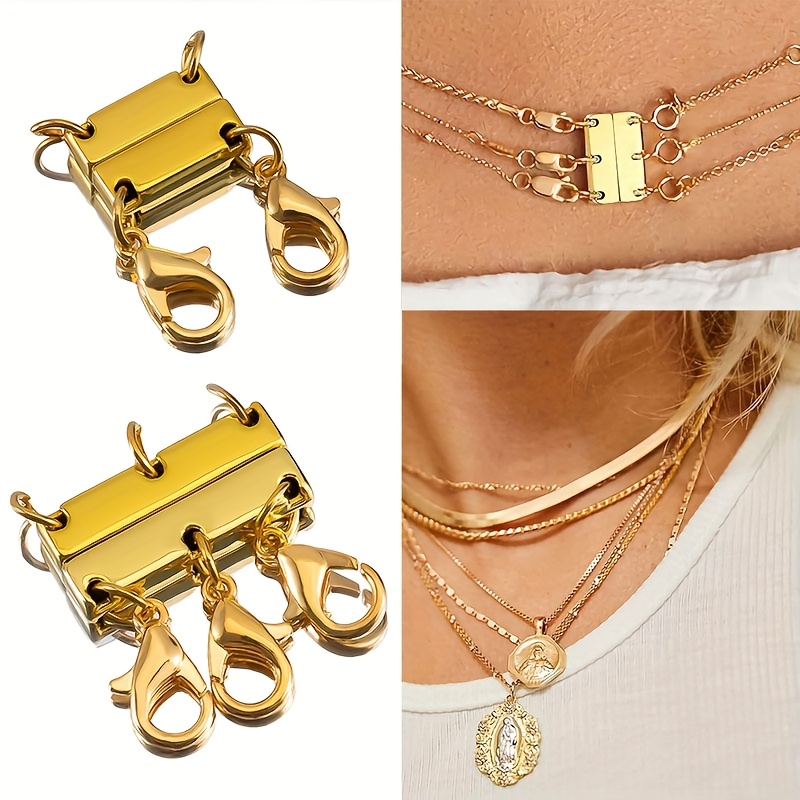 necklace layering clasps magnetic clasp golden and silvery necklace separator for layering multiple jewelry closures for layered look
