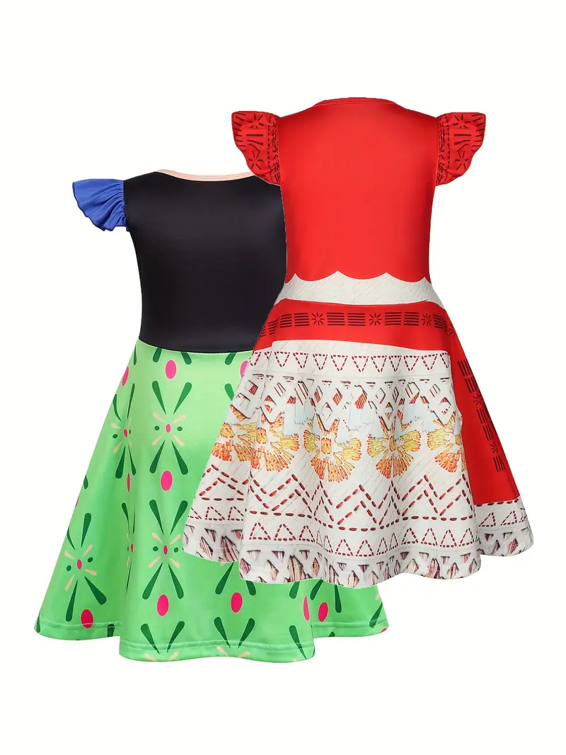 girls flutter sleeve dress holiday parties movie character - Temu girls flutter sleeve dress holiday parties movie character - Temu
