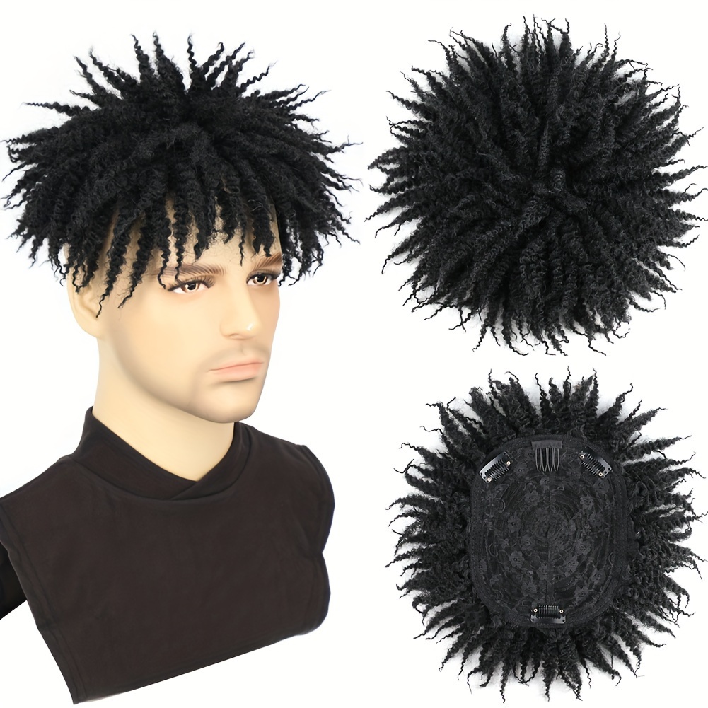 Short Afro Curly Topper Wig With Clip In Hip Hop Style Dreadlocks Half Wigs Synthetic Afro Twist Hairpieces For Women And Men