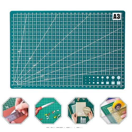 a3/a4/a5 schneidematte mit grünem raster diagonalen schnittlinien - schwere kunststoff-bastelmatte mit abgerundeten ecken, cm/zoll-skala, rasterlinien schnittführung. für stoff, papier, diy, quilten, scrapbooking. stabile langlebige präzisions-schneidebrett mit ergonomischem design