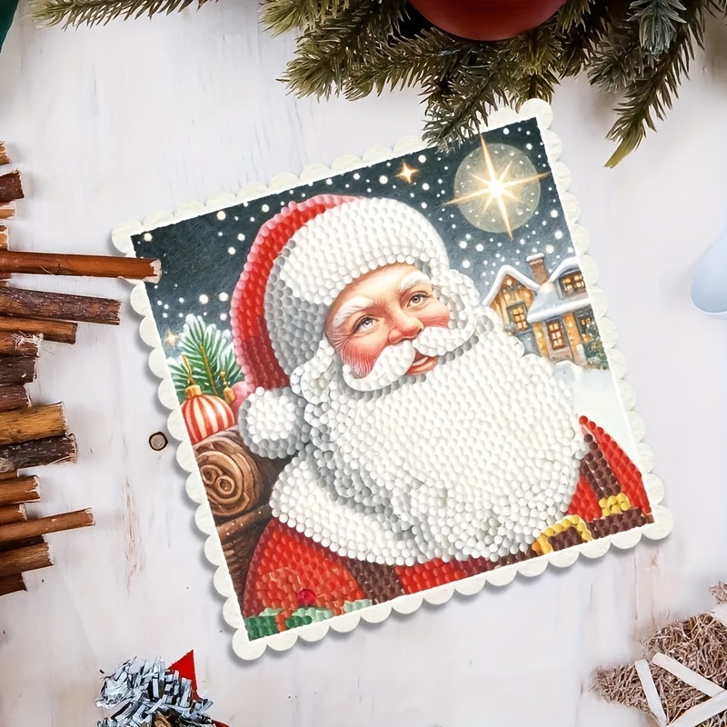 Kit 6 Cartes De Noël Diamond Painting DIY - Broderie Paillettes Avec Enveloppes - Activité Créative, Cadeau Fait Main - 8