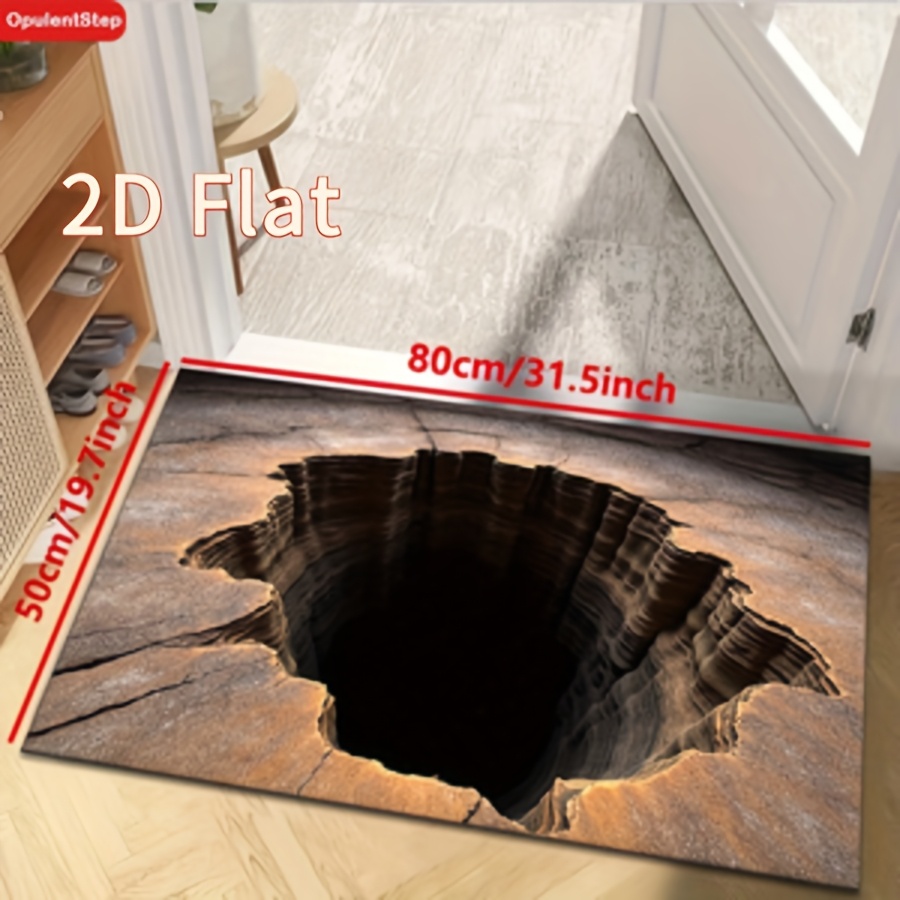 E-shop Realistische 2D Optische Täuschung Schwarzes Loch Riss Bodenmatte, Bequem und Weich - Langlebig und Leicht zu Reinigen, mit 3D -Effekt,