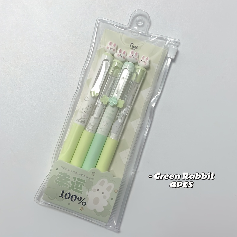 TEMU 4pcs Gel Pen 0.5mm Quick Pen Creative Gel Pen Set With Transparent Storage Bag Office Supplies
