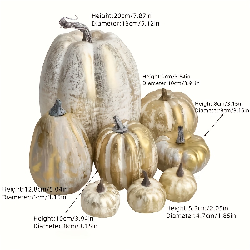 Image of Golden Brushed Pumpkins, Thanksgiving Table Centerpiece Decorations, Outdoor Fake Foam Pumpkins For , Halloween, Thanksgiving, Wedding, Table, Home Decor
