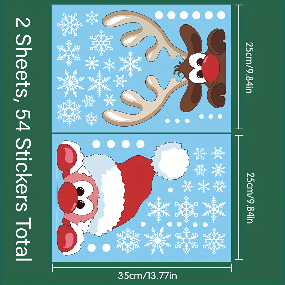 Image of 2 Sheets/set, 54 Christmas Snowflake Window Clings Glass Static Stickers, Christmas Stickers Christmas Snowflakes Stickers Party Decoration Stickers