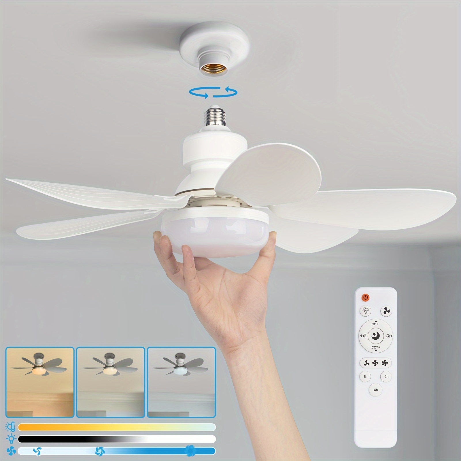 

Fan , 16.5" Ceiling , E26 Small Ceiling Fan, Dimmable Fan Ceiling Fan For Bathroom , Round