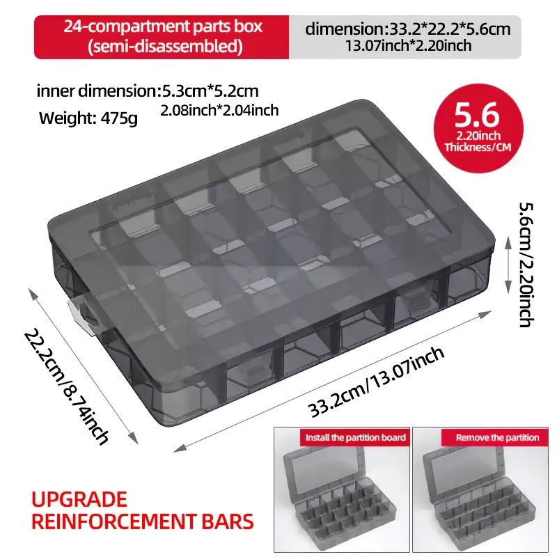 TEMU Kit d'outils de rangement à composants fonctionnels avec cloisons amovibles, résistance durable à la pression, aux chocs et à l', avec une