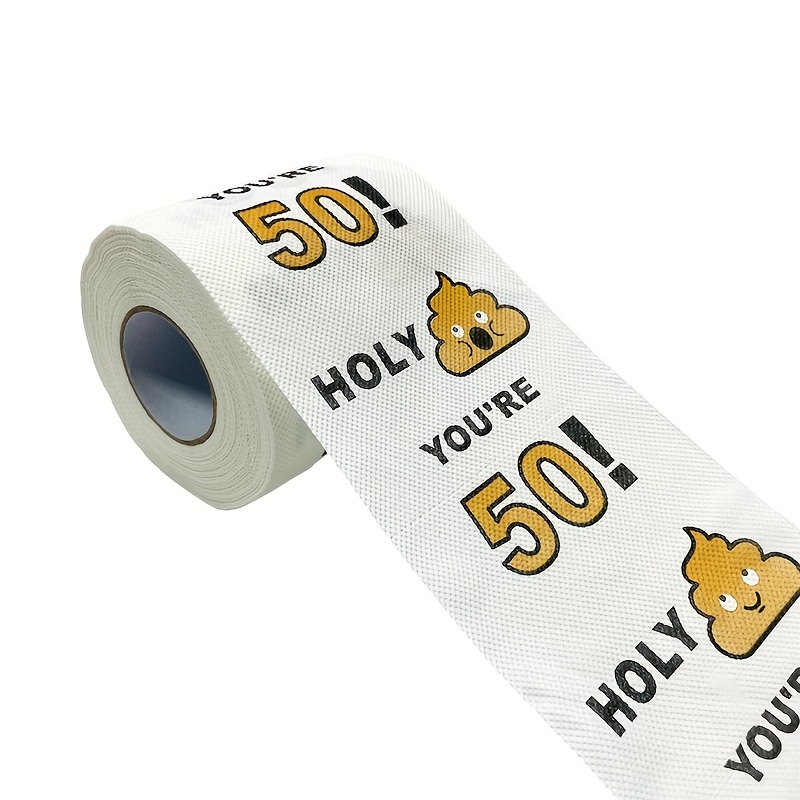 E-shop 1 Rolle/2 Rollen Lustiges Toilettenpapier mit 50. Geburtstag-Kot-Druckmuster, Frischholz-, saugfähig, Kernrolle