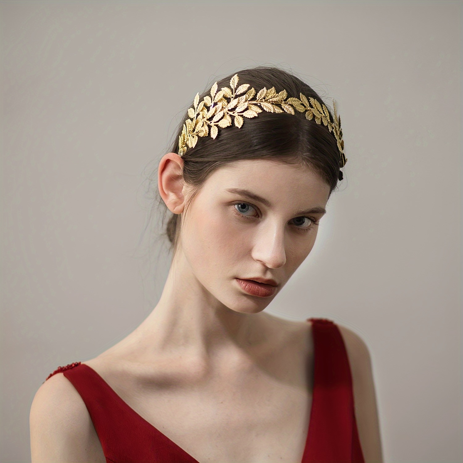 

-roman Goddess Headpiece With Leaf Crown Headpiece - Bride Wedding Engagement Golden Headpiece, Beautiful Headpiece, Photo Costume, For Girlfriend - Valentine's Day Gift, Christmas Gift