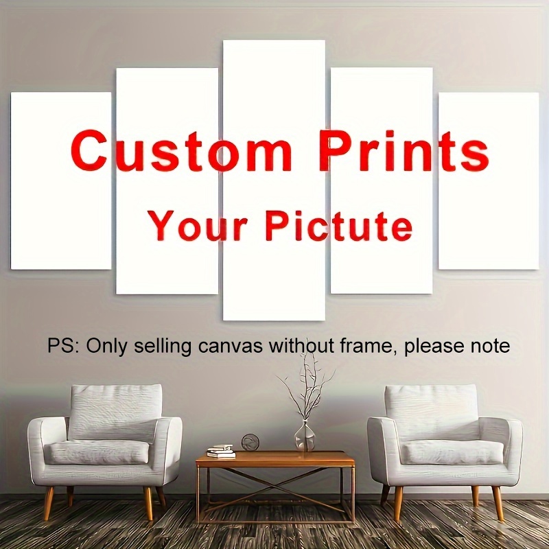 

5pcs Custom Canvas Poster Set - Personalized Wall Art For Living Room, Bedroom, Kitchen, Office & Cafe Decor - Ideal Gift, Frameless