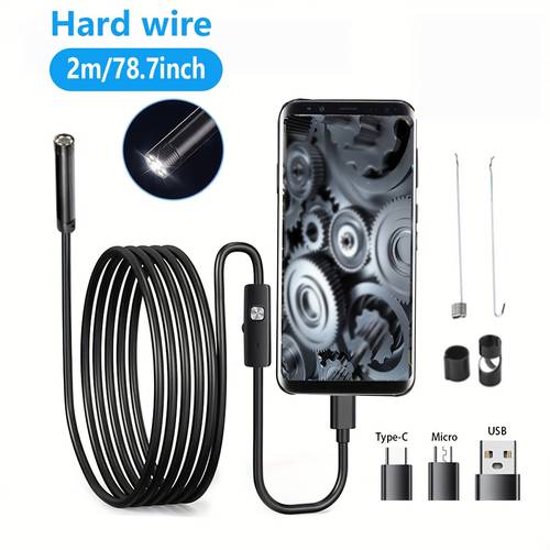 endoscope 5mm lens 1m 2m 5m 10m type c soft cable or endoscope inspection camera for smartphone windows inspection borescope camera 640 480p