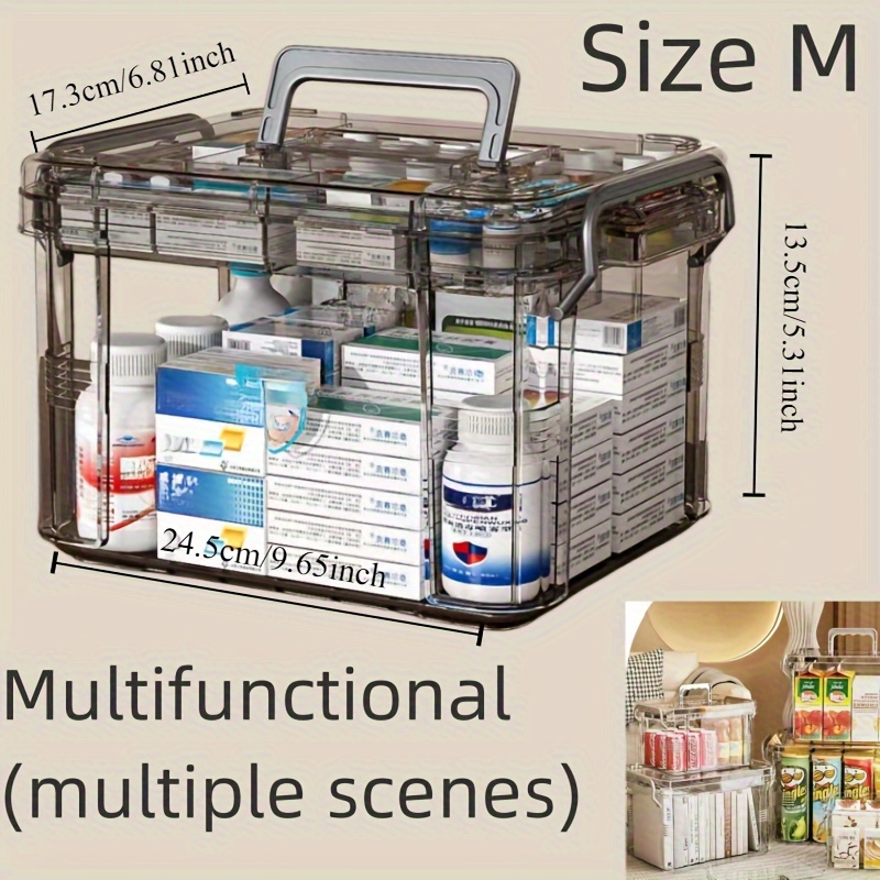 Multi Grid Large Capacity Medical Box Organizer,Reusable Plastic Medicine  Storage Box Oval Double Layers ,Portable Medicine Box for Home Dorm[Blue] 