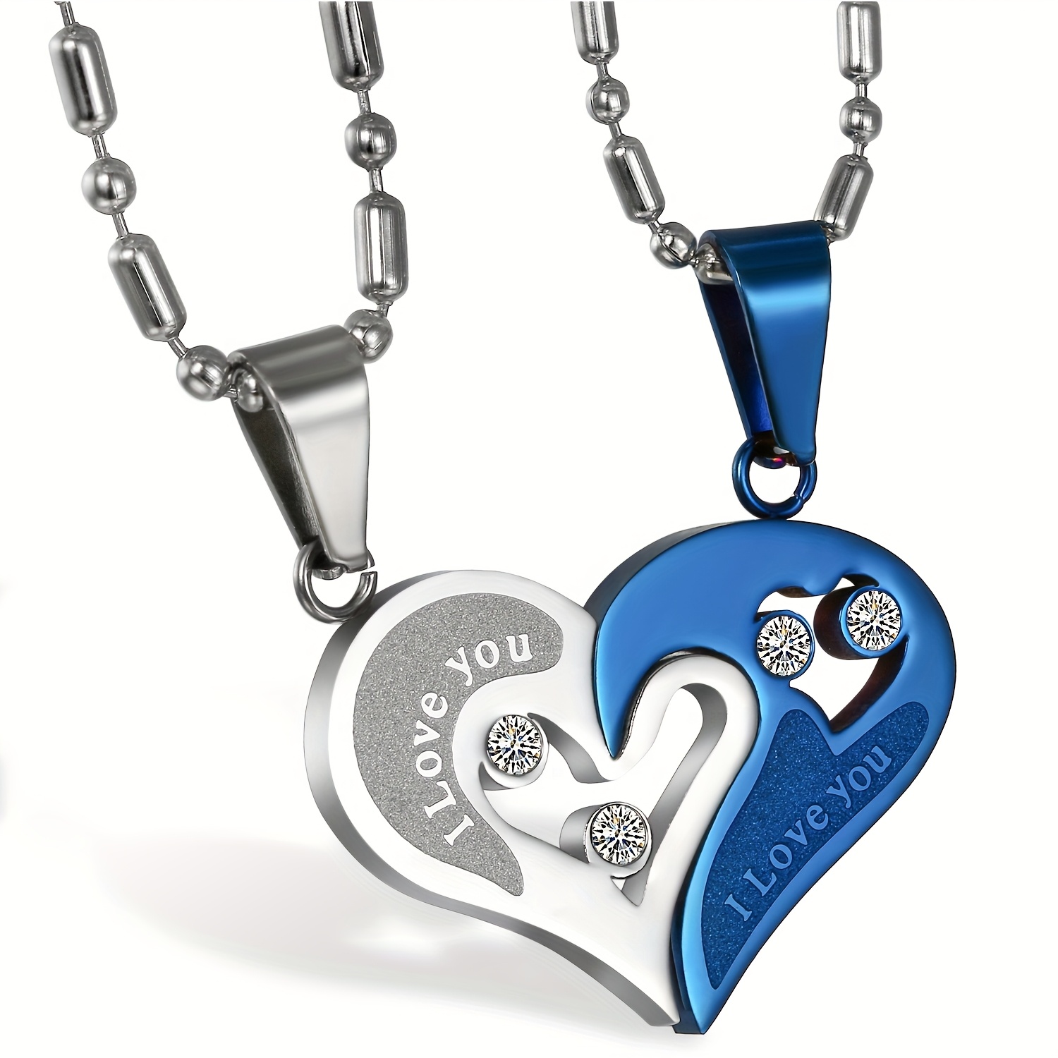 2pcs Set Men And Women Pendant Necklace I Love You Heart Puzzle Necklace Valentine's Day Anniversary Christmas Couple Gift