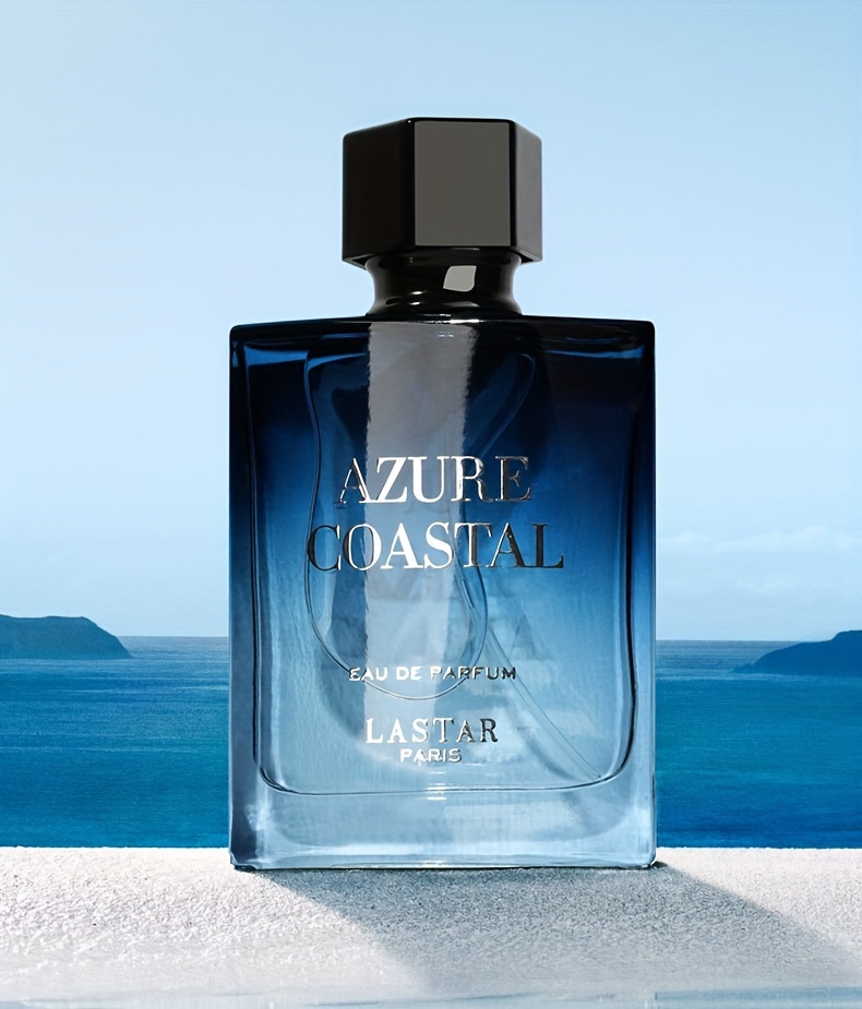 1 x Azur Coastal Men's Eau De Toilette - 50ml Woody Scented Perfume with Cedar, Musk, Lemon, Ambergris, Pepper - Formaldehyde-Free, Alcohol-Based, Medium Strength Fragrance for Dating & Gifting