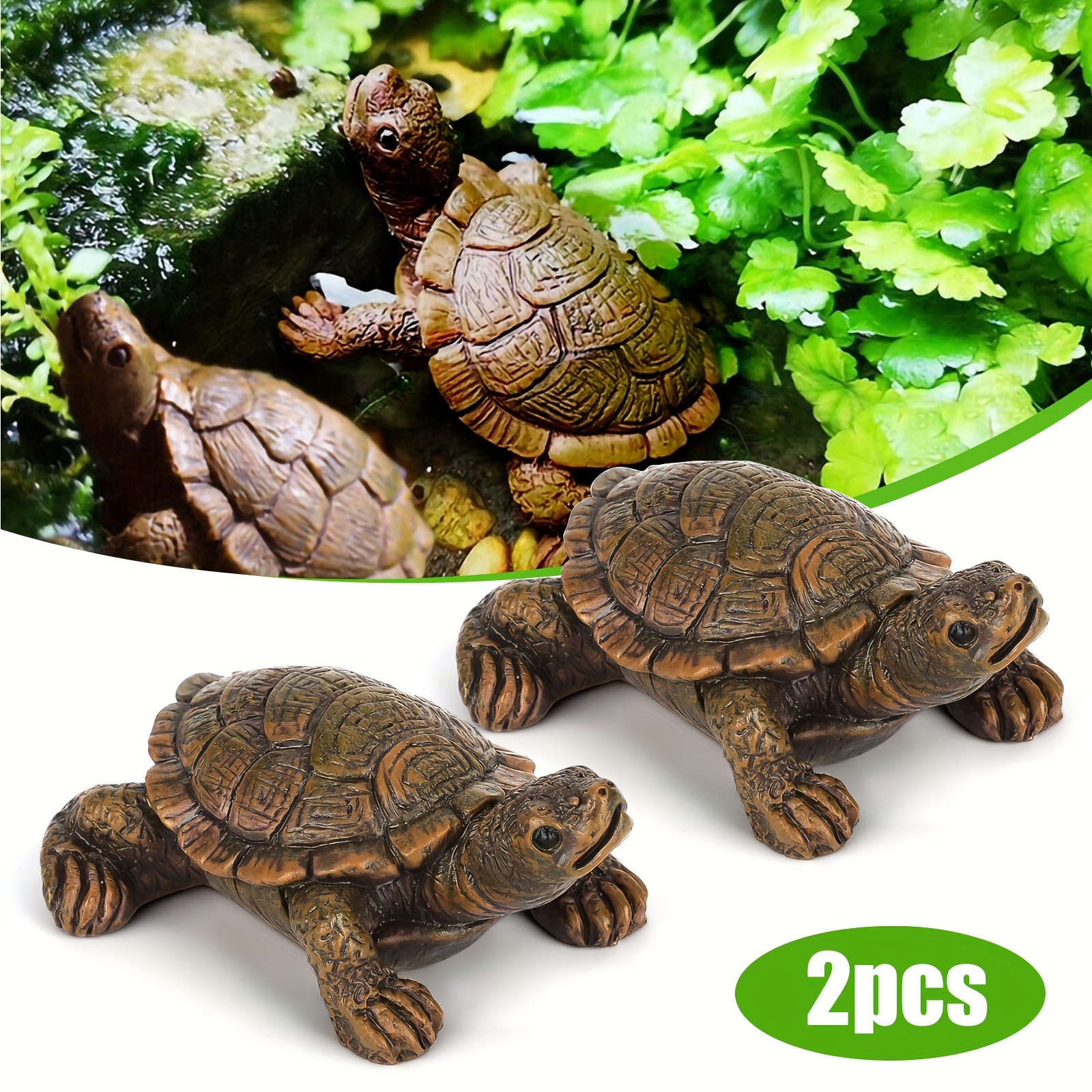 

2pcs Turtles Garden Statues, Flower Pot Ornaments, Turtle Figure Tortoise Sculpture For Home Lawn Yard Patio Art Decor