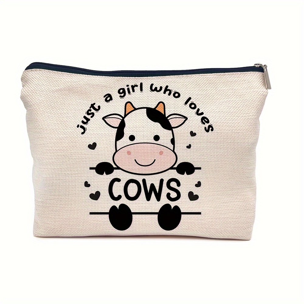 

Cute Just A Girl Who Loves Cows Decor Cosmetic Bag, Cows Lover Makeup Bag Zipper Pouch, Travel Toiletry Gifts For Cow Lover Teenage Girls