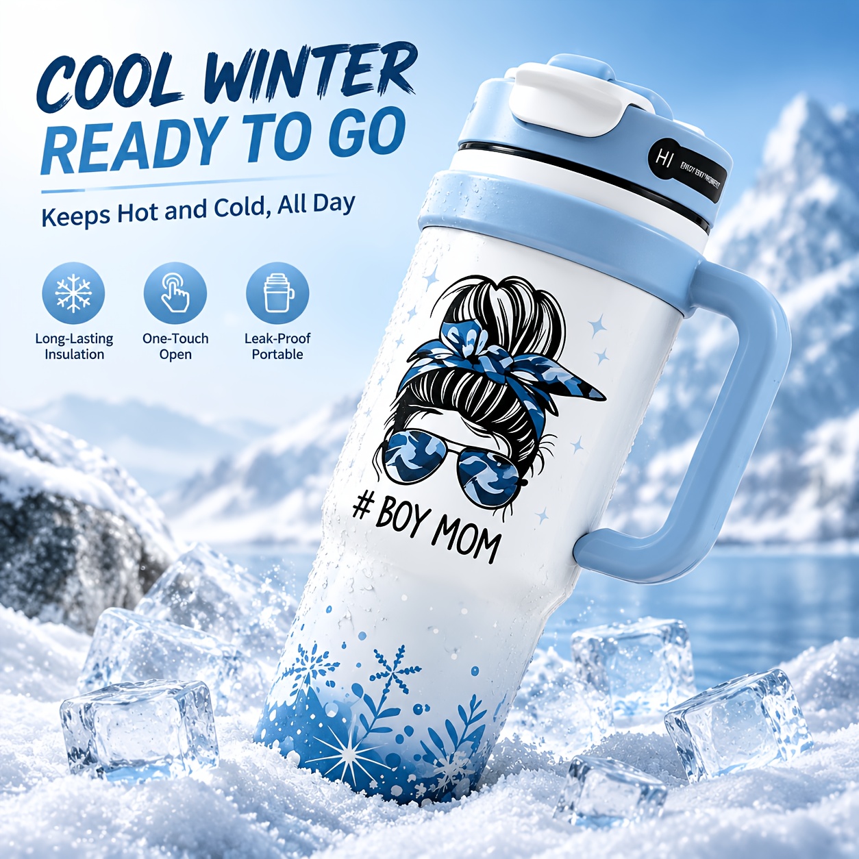 TEMU A 40oz "boy Mom, In Mom Era" Stainless Steel Insulated Mug With Lid And Straw Is For Mom. It Drinks Cold For 24 Hours And Hot For 12 Hours,