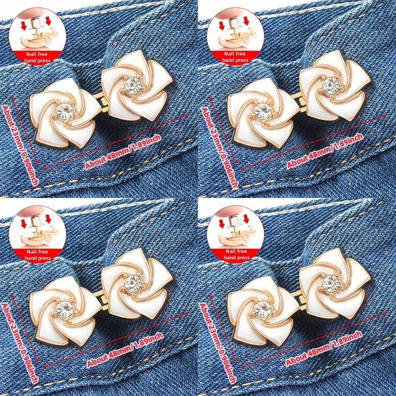 Image of 4 Pairs Of Waist Cinching Belt For Skirts, Large Size Adjustment With Small Elastic And Invisible Flower Buttons