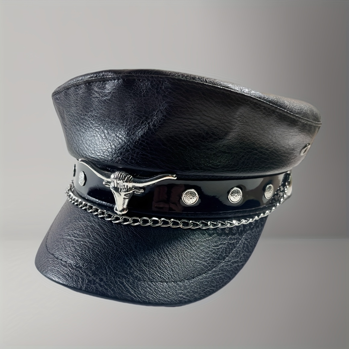Boina Punk Hip-Hop De * Con Remaches De PU, Gorra * * Y Sombrero De * *-Fit