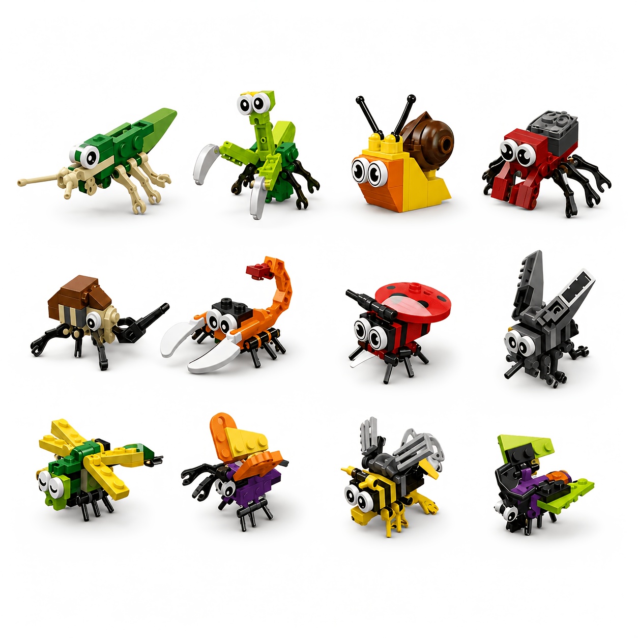 TEMU Set di blocchi di animali insetti, puzzle serie animali , 12 pezzi, il miglior regalo per il miglioramento della cognizione e della manualit�