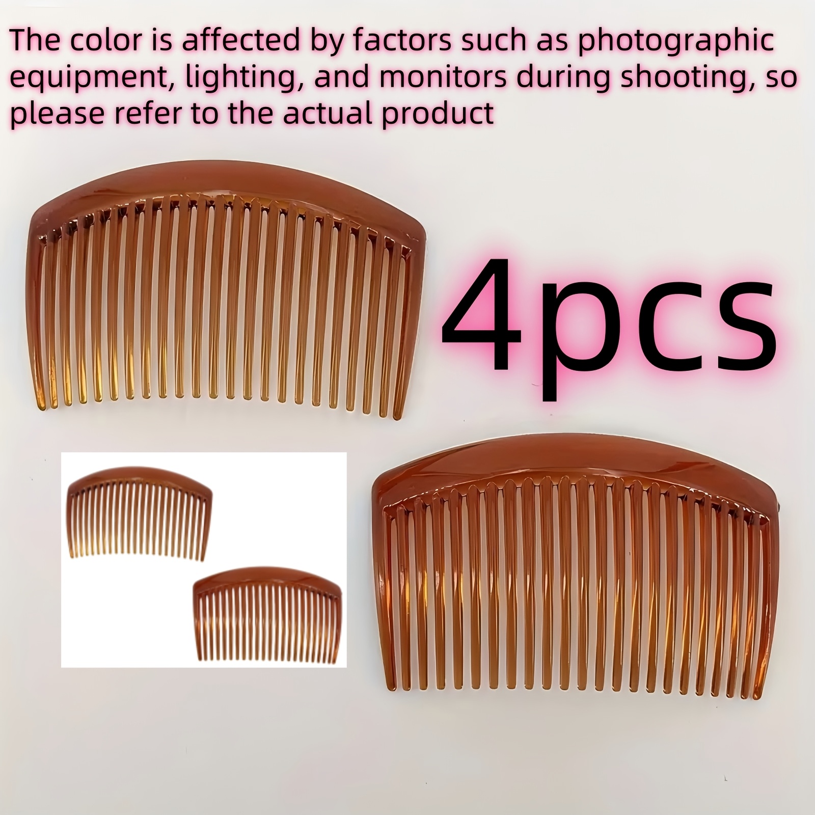 Image of 4/8pcs Set Of 3.35-inch Updo Hair Combs - Smooth, Odorless Plastic Hair Hair Types, 23 Teeth