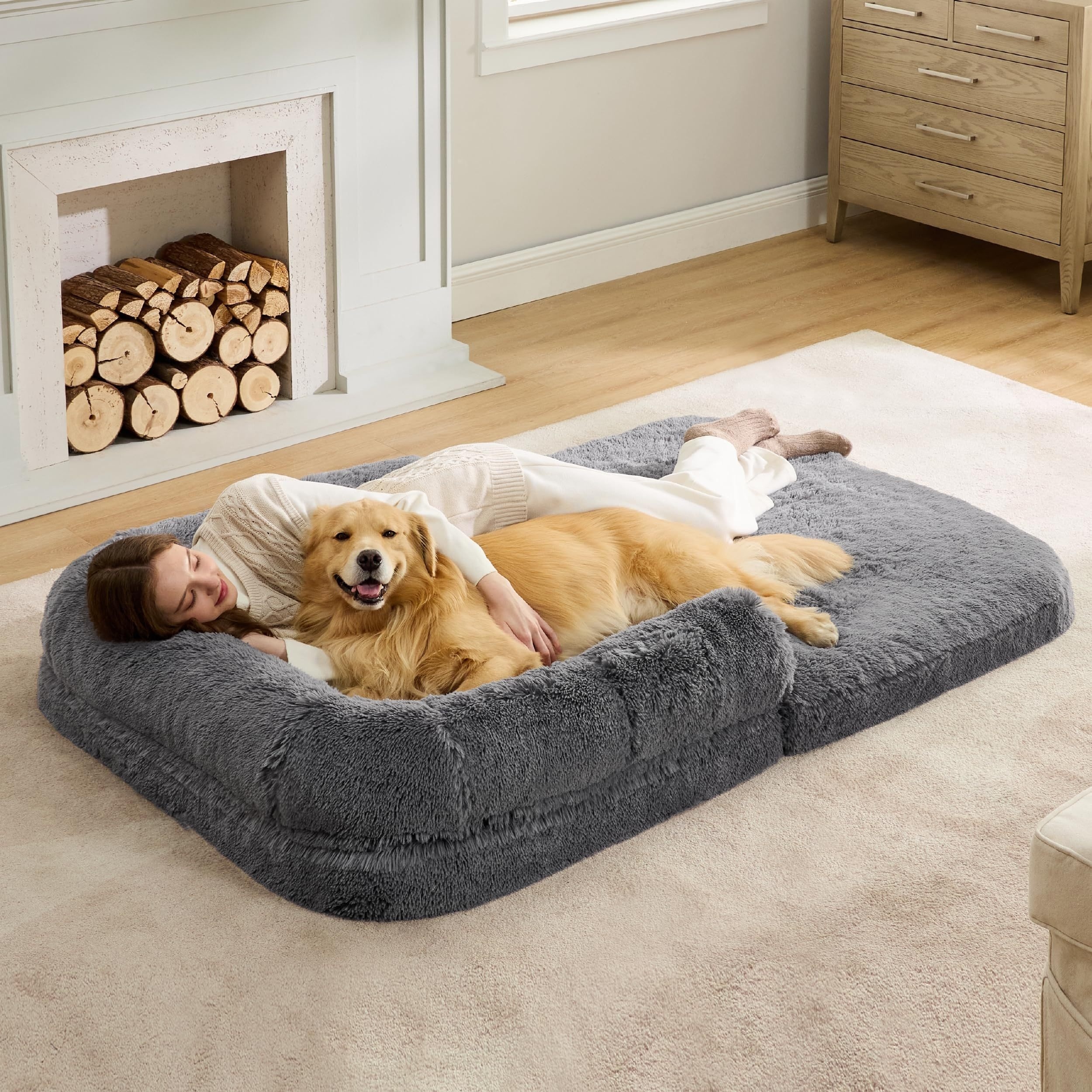 Dark Grey Dog Bed Extra Large Washable Dog Bed Cozy Gray