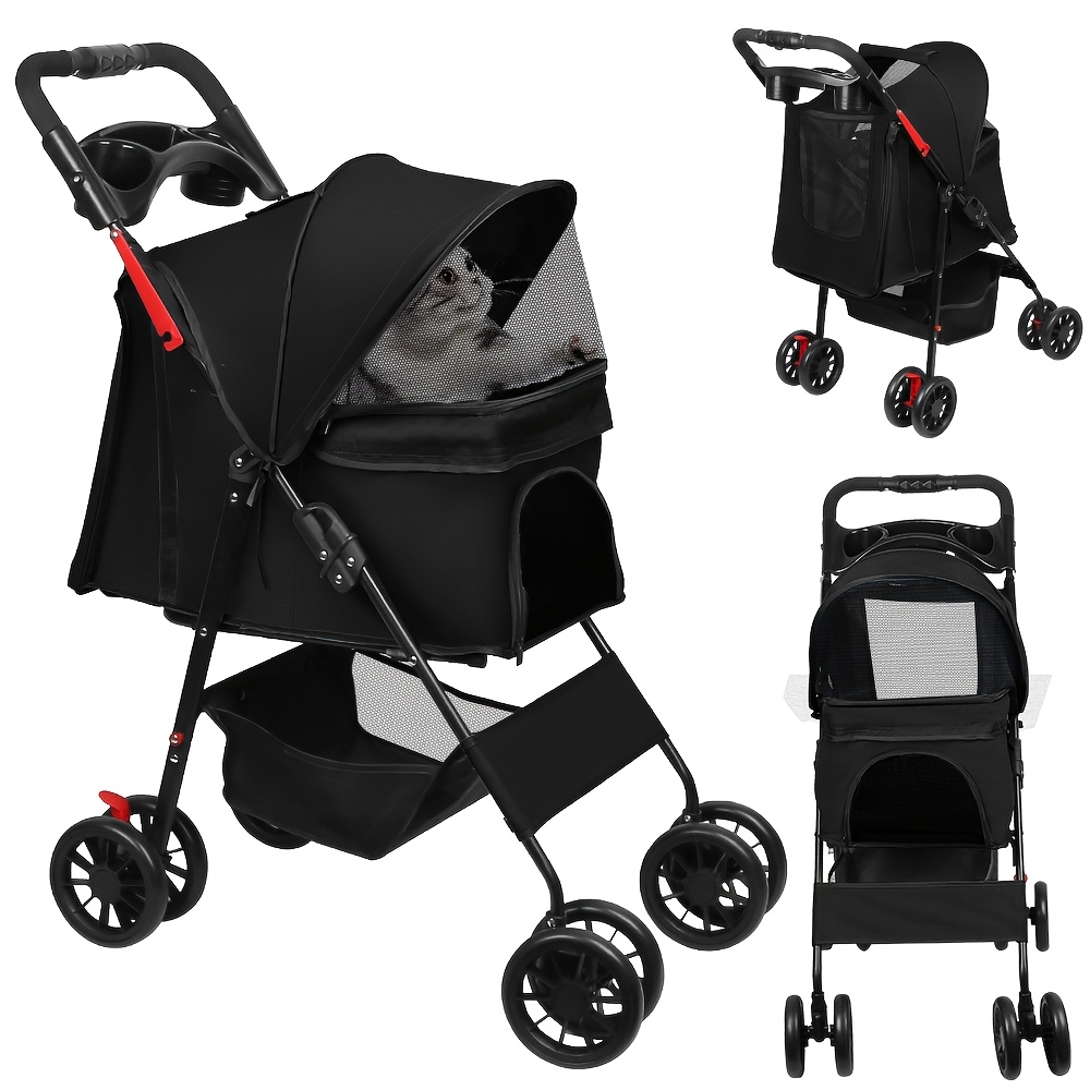 Pet Stroller That With A , Featuring A Detachable Carrier That Cannot Be And 2 Cup Holders. It Can Hold Up To 20kg, Suitable For Large Cats, Dogs