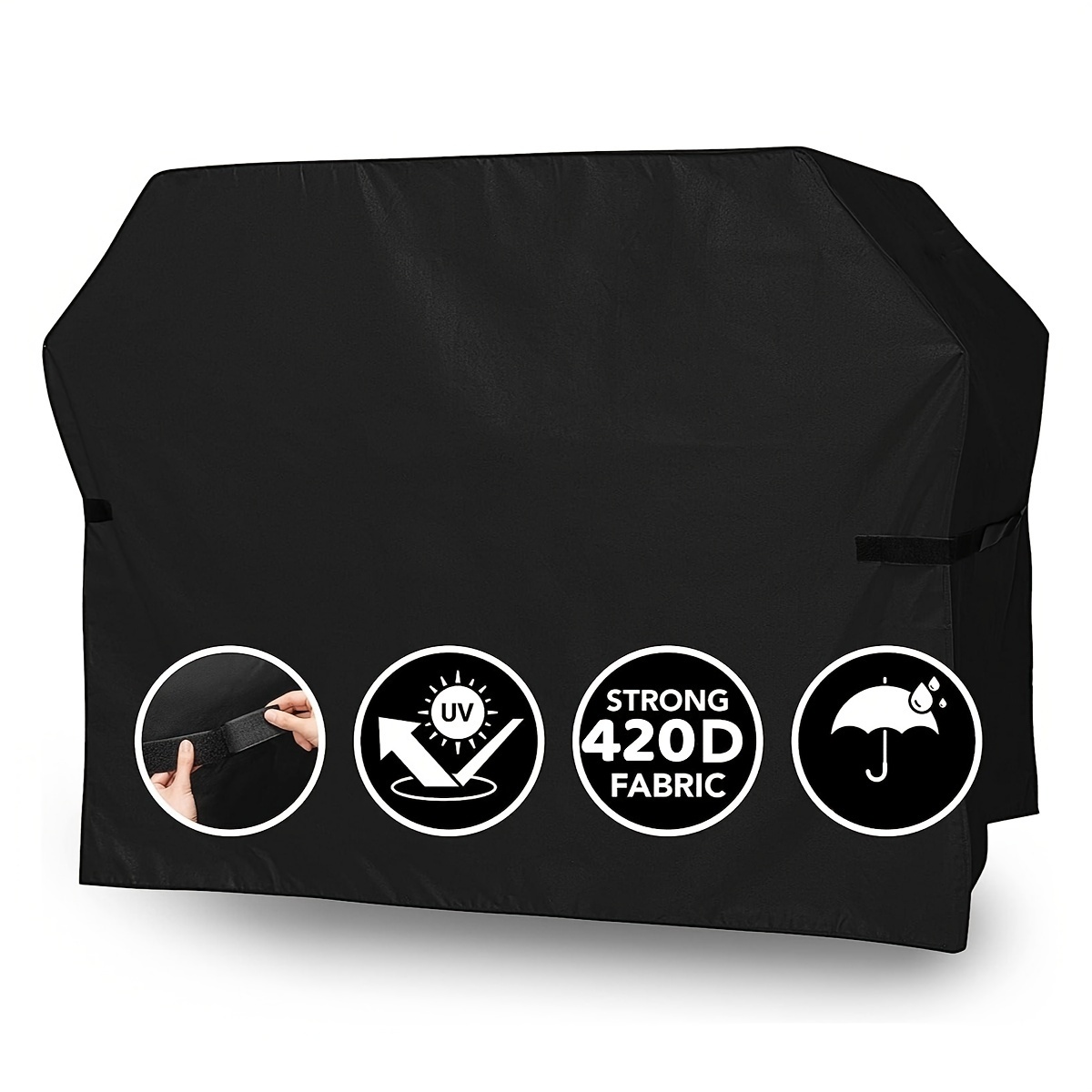 

1pc 420d Heavy Grill Cover, 58 Inch Bbq Gas Grill Cover For Outdoor Grill, Anti-uv, Barbecue Cover With Hook-and-loop Straps & Adjustable Hem Drawstring