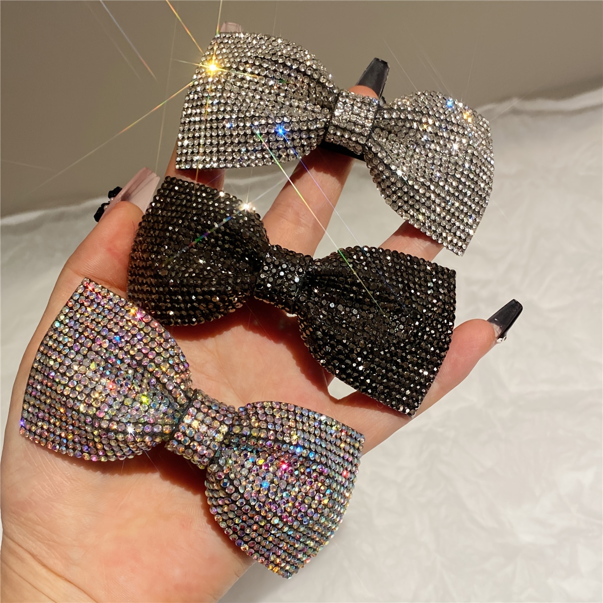 

1pc Elegant Sparkling Rhinestone Decorative Bowknot Shaped Hair Clip Vintage Hair Barrette For Women And Daily Use